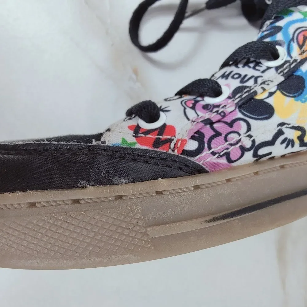 Rare Disney Mickey Mouse Multicolor Doodle High Top Sneakers, Sz 4